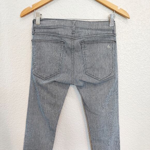 Rag & Bone The "Tomboy" Black & White Striped Skinny Jeans Size 25 - Picture 10 of 12